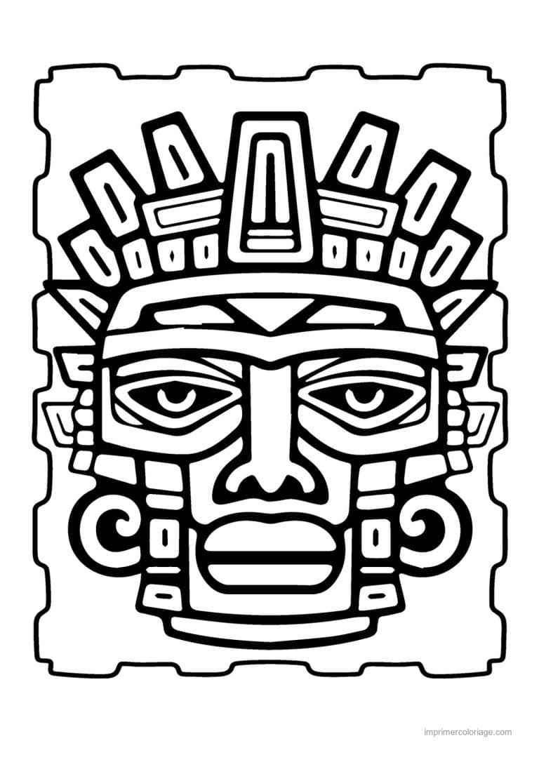 coloriage masque azteque 16 - dessin gratuit &agrave; imprimer