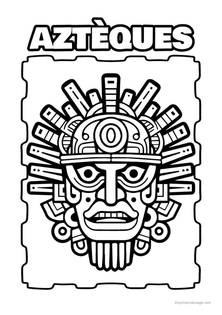 coloriage masque azteque 18 - dessin gratuit &agrave; imprimer
