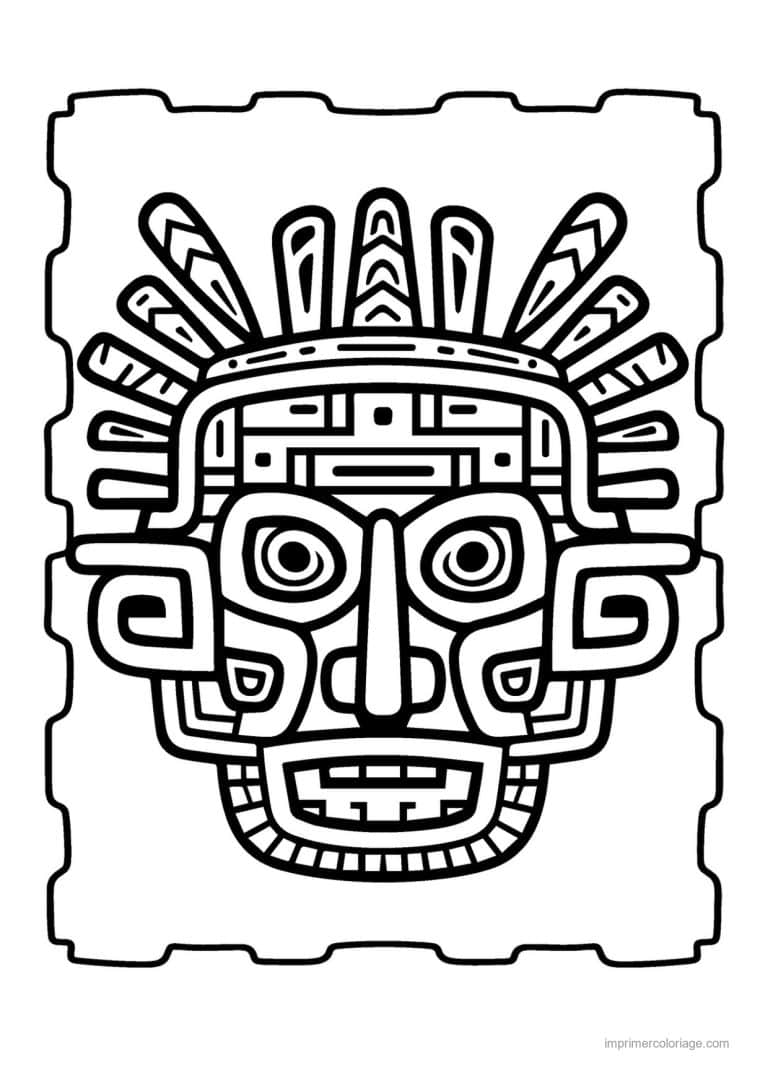 coloriage masque azteque 20 - dessin gratuit &agrave; imprimer