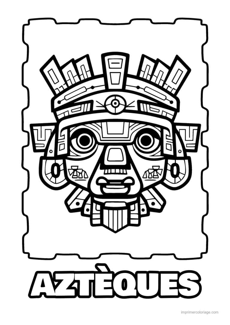 coloriage masque azteque 21 - dessin gratuit &agrave; imprimer
