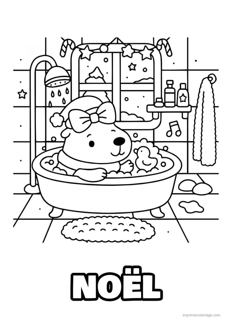 coloriage noel cozy bain moussant de noel - dessin gratuit &agrave; imprimer