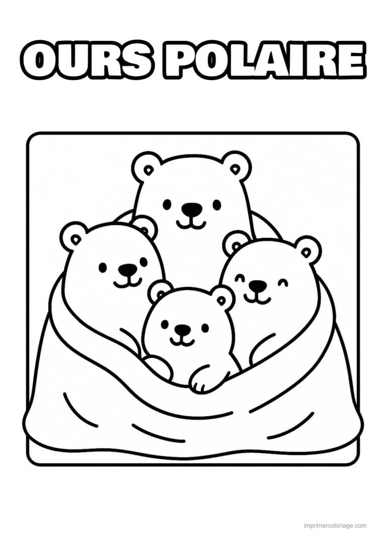coloriage ours polaire famille ours polaires couverture - dessin gratuit &agrave; imprimer