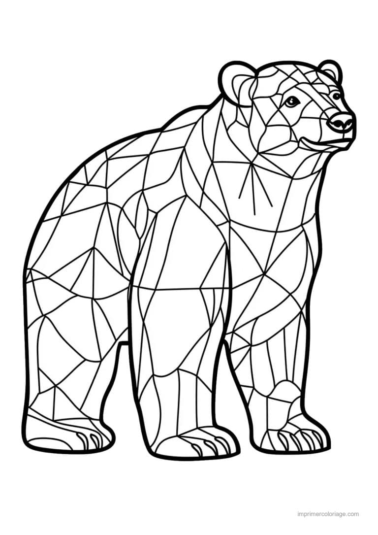 coloriage ours polaire ours geometrique facettes - dessin gratuit &agrave; imprimer