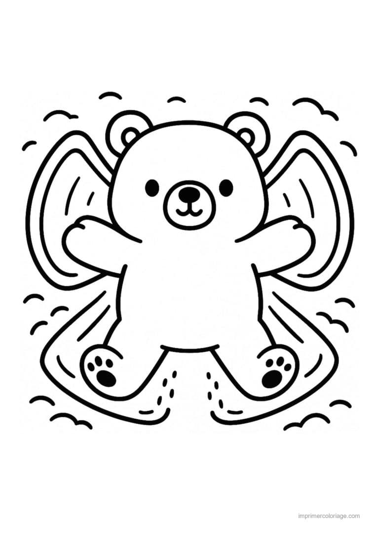 coloriage ours polaire ours polaire ange neige - dessin gratuit &agrave; imprimer