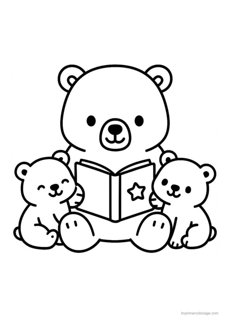 coloriage ours polaire ours polaire lit livre oursons - dessin gratuit &agrave; imprimer