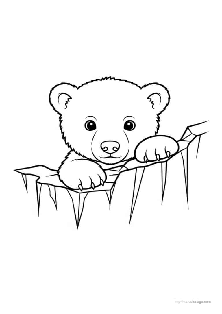 coloriage ours polaire ourson accoude glace - dessin gratuit &agrave; imprimer