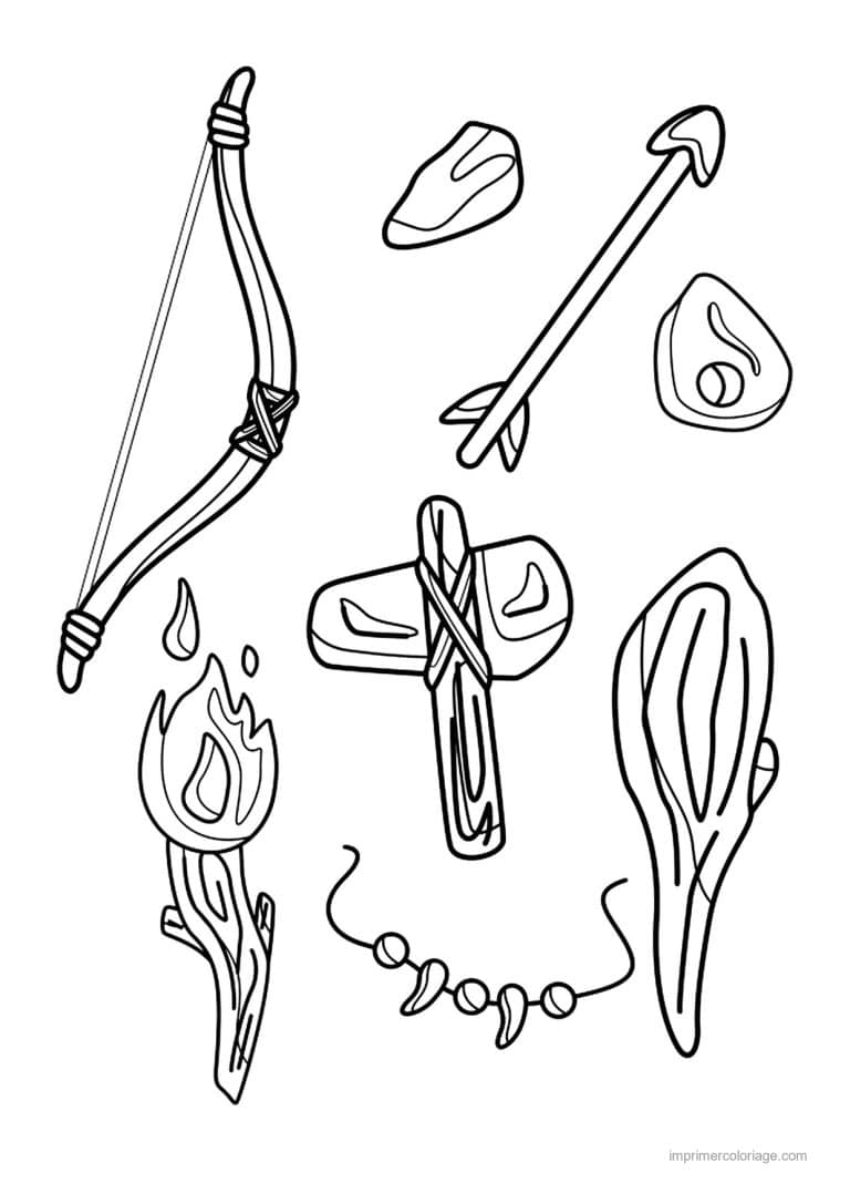 coloriage outils prehistoriques - dessin gratuit &agrave; imprimer