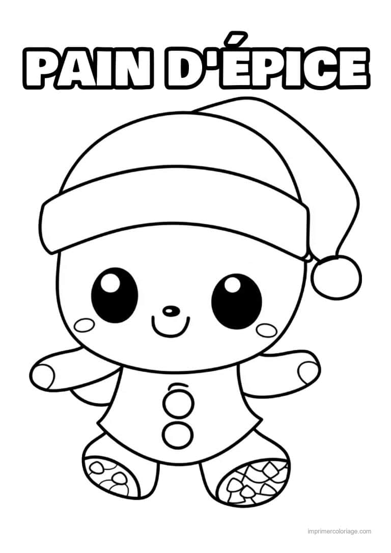 coloriage pain epice bonhomme pain epice bonnet noel - dessin gratuit &agrave; imprimer