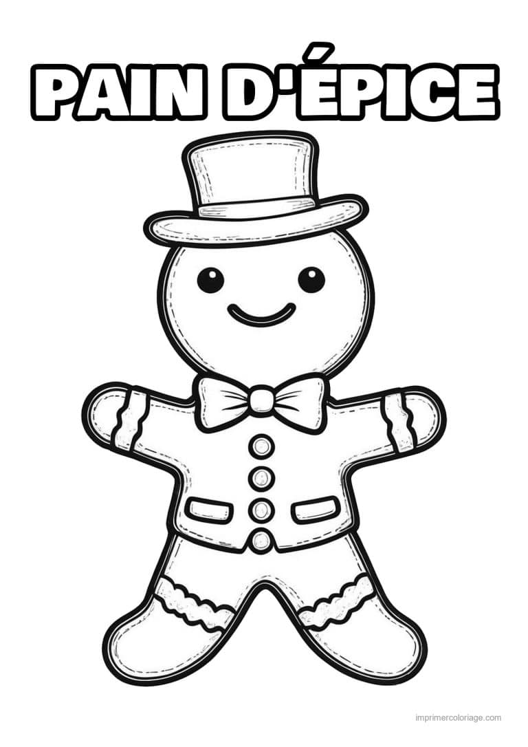 coloriage pain epice bonhomme pain epice chapeau haut forme - dessin gratuit &agrave; imprimer