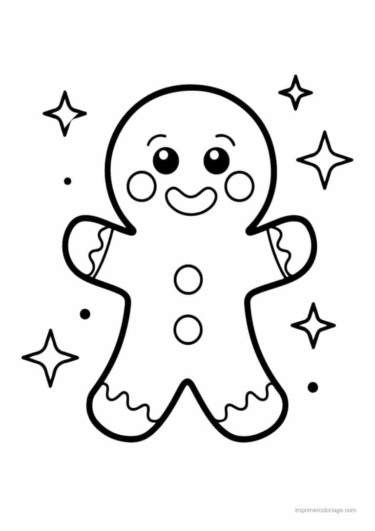 coloriage pain epice bonhomme pain epice etoiles - dessin gratuit &agrave; imprimer