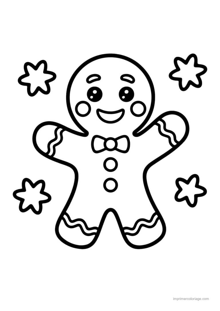 coloriage pain epice bonhomme pain epice flocons - dessin gratuit &agrave; imprimer