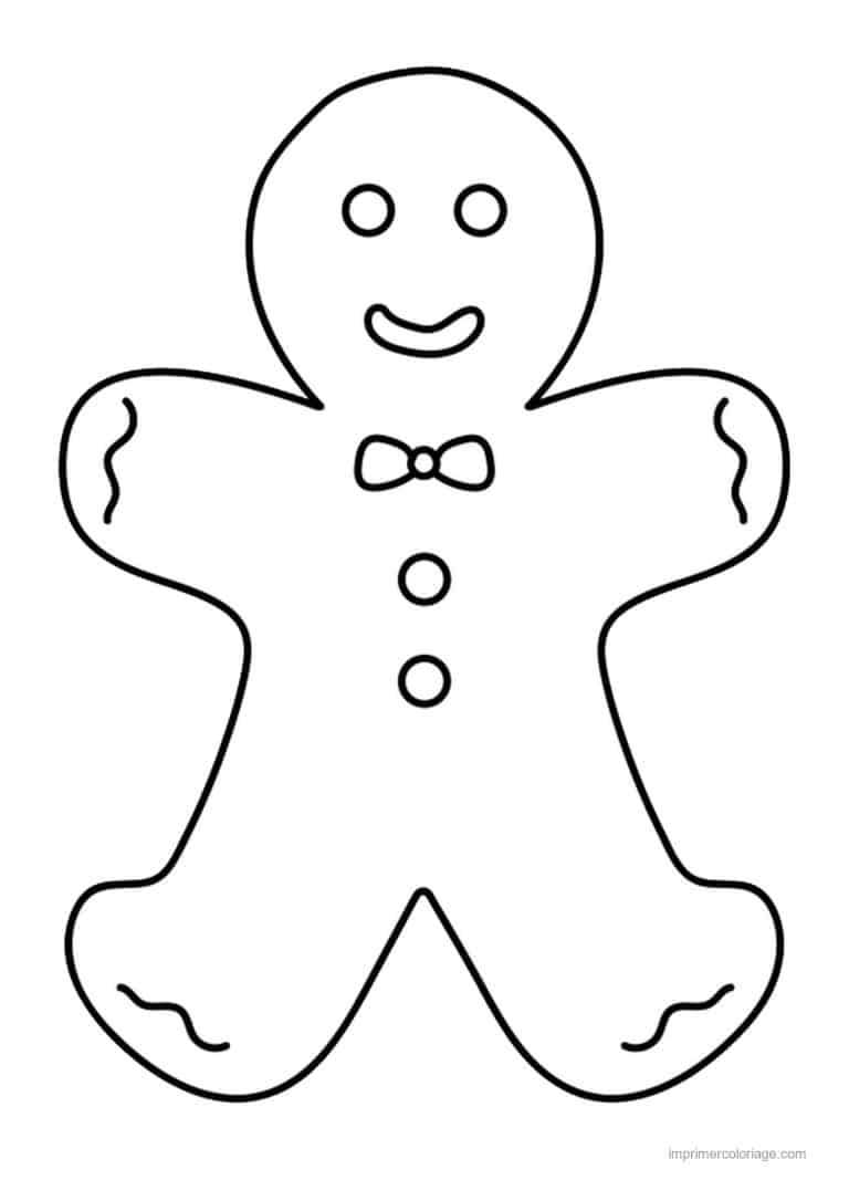 coloriage pain epice bonhomme pain epice noeud papillon - dessin gratuit &agrave; imprimer