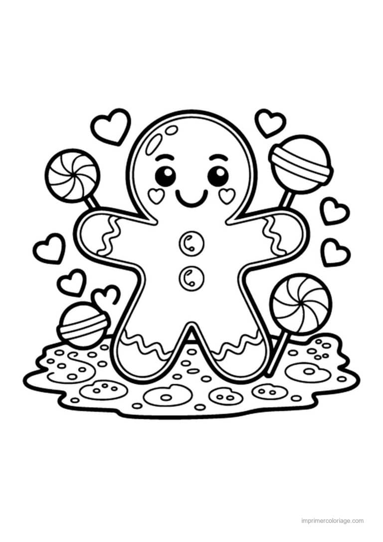 coloriage pain epice bonhomme pain epice sucettes bonbons - dessin gratuit &agrave; imprimer