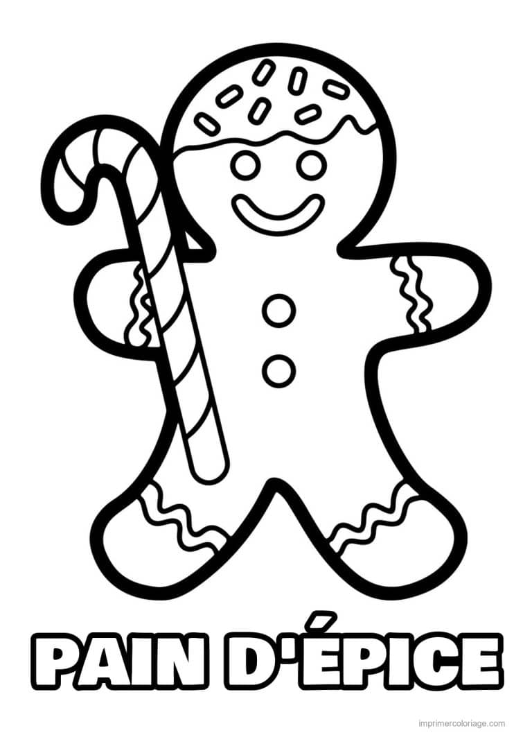 coloriage pain epice bonhomme pain epice sucre orge - dessin gratuit &agrave; imprimer