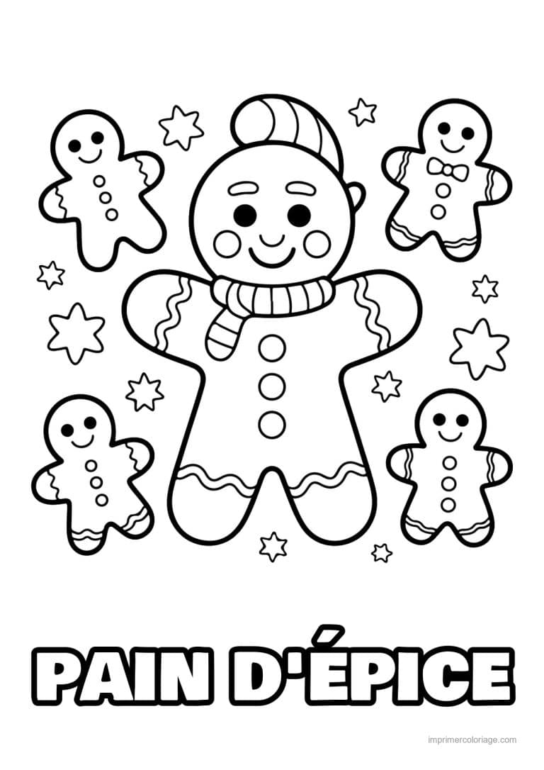 coloriage pain epice bonshommes pain epice etoiles - dessin gratuit &agrave; imprimer