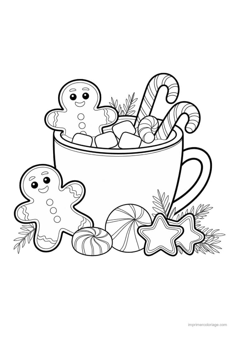 coloriage pain epice bonshommes pain epice tasse - dessin gratuit &agrave; imprimer