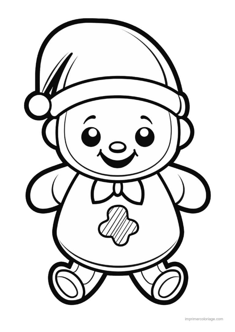 coloriage pain epice pain epice bonnet noeud papillon - dessin gratuit &agrave; imprimer
