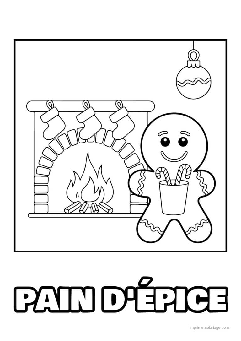 coloriage pain epice pain epice cheminee chaussettes - dessin gratuit &agrave; imprimer