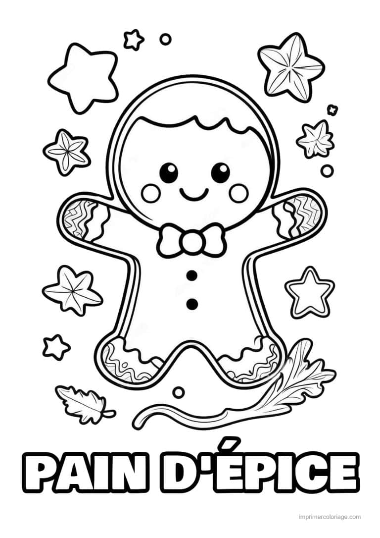 coloriage pain epice pain epice noeud etoiles - dessin gratuit &agrave; imprimer
