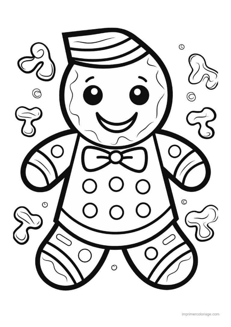 coloriage pain epice pain epice noeud papillon boutons - dessin gratuit &agrave; imprimer