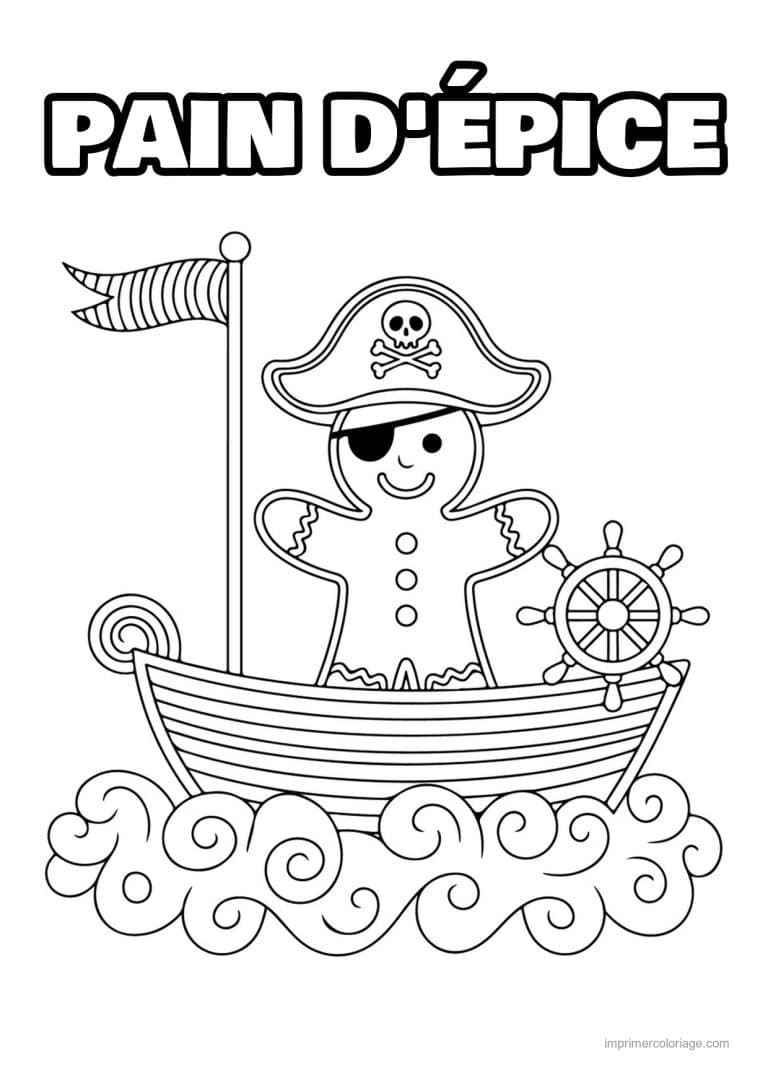 coloriage pain epice pain epice pirate bateau - dessin gratuit &agrave; imprimer