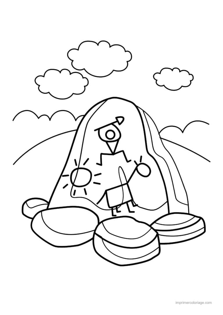 coloriage peinture rupestre - dessin gratuit &agrave; imprimer
