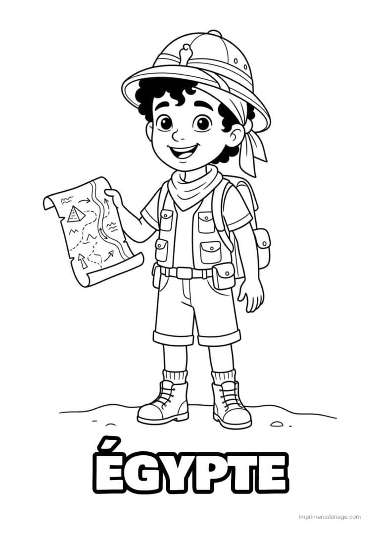 coloriage petit explorateur egypte - dessin gratuit &agrave; imprimer