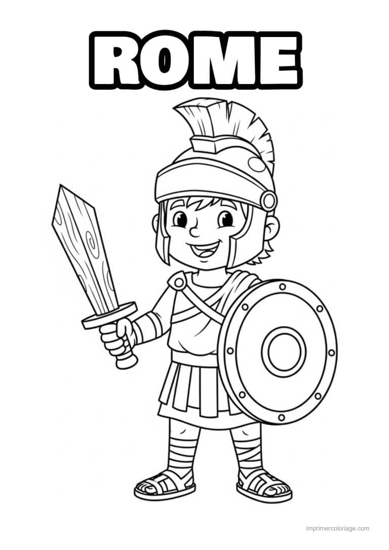 coloriage petit gladiateur - dessin gratuit &agrave; imprimer