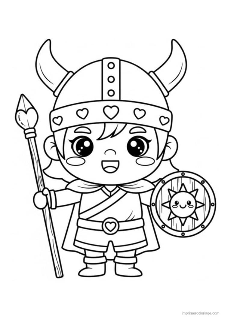 coloriage petit viking bouclier - dessin gratuit &agrave; imprimer