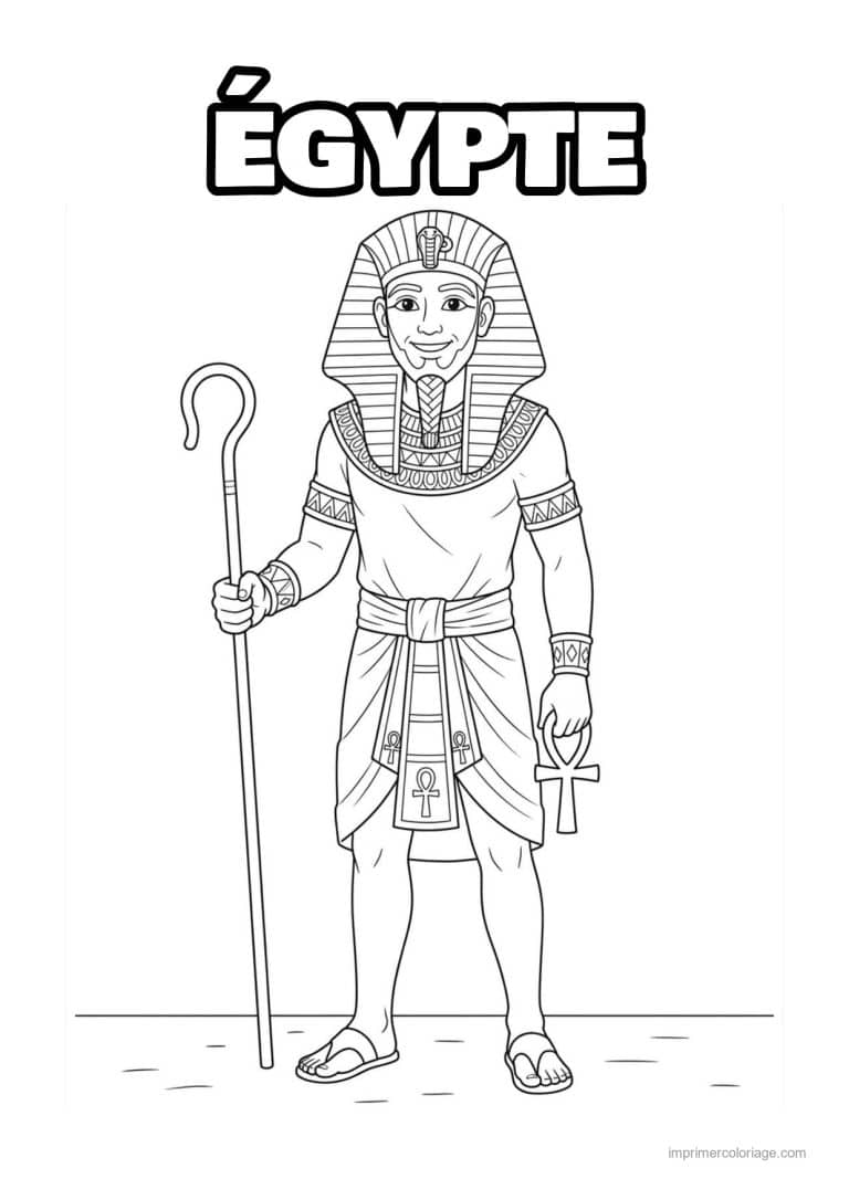 coloriage pharaon sceptre - dessin gratuit &agrave; imprimer
