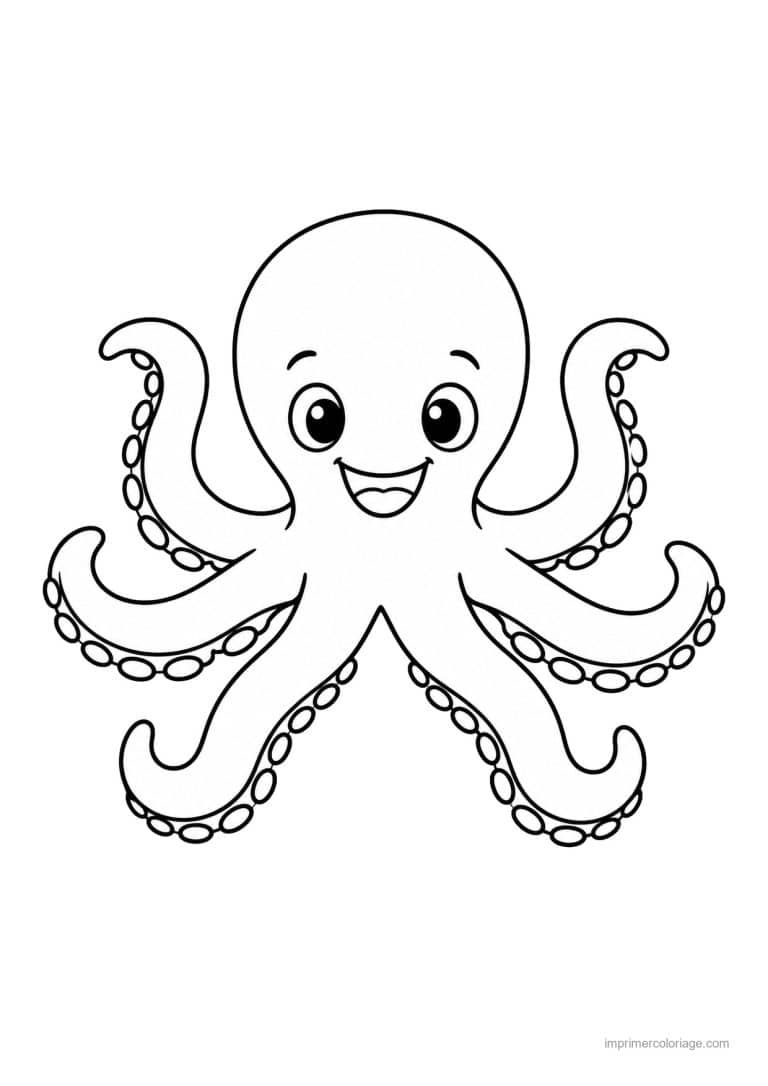 coloriage pieuvre grand souriant - dessin gratuit &agrave; imprimer