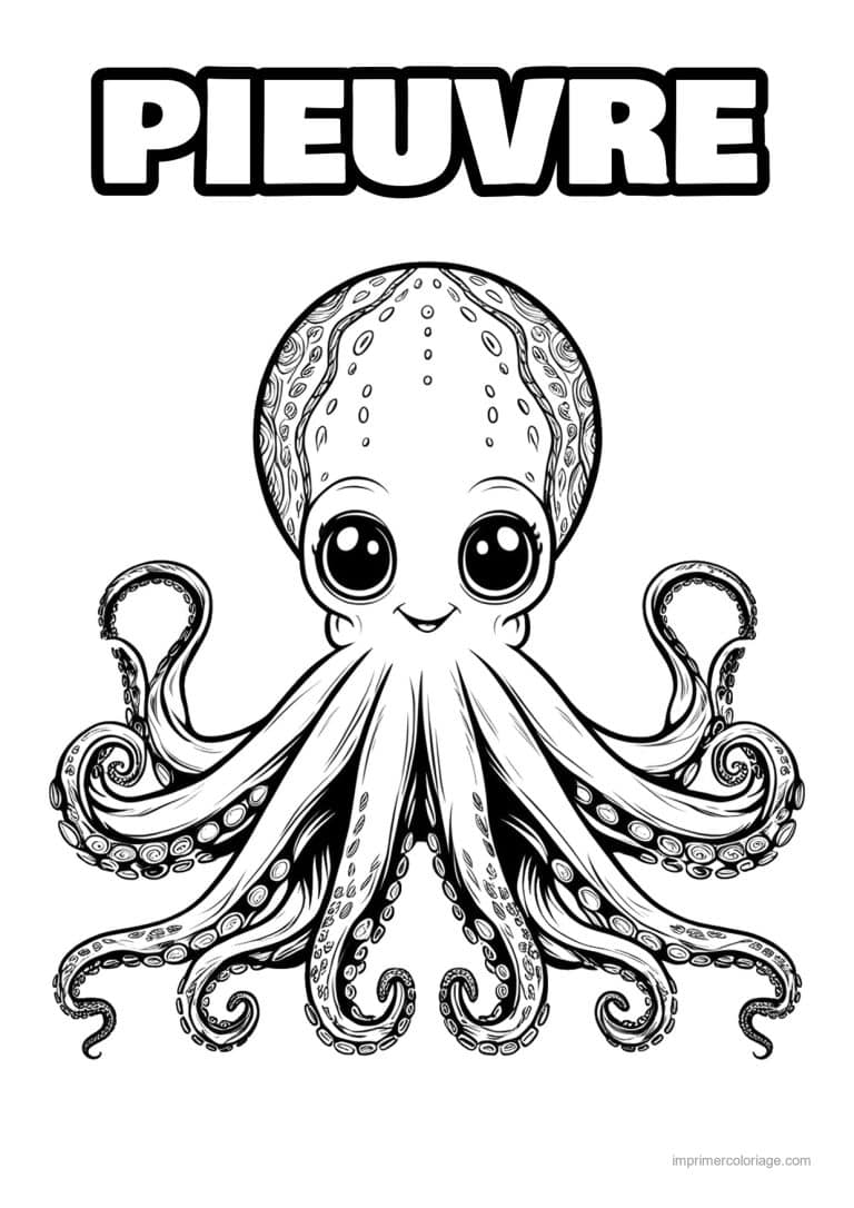 coloriage pieuvre grands yeux symetrique - dessin gratuit &agrave; imprimer