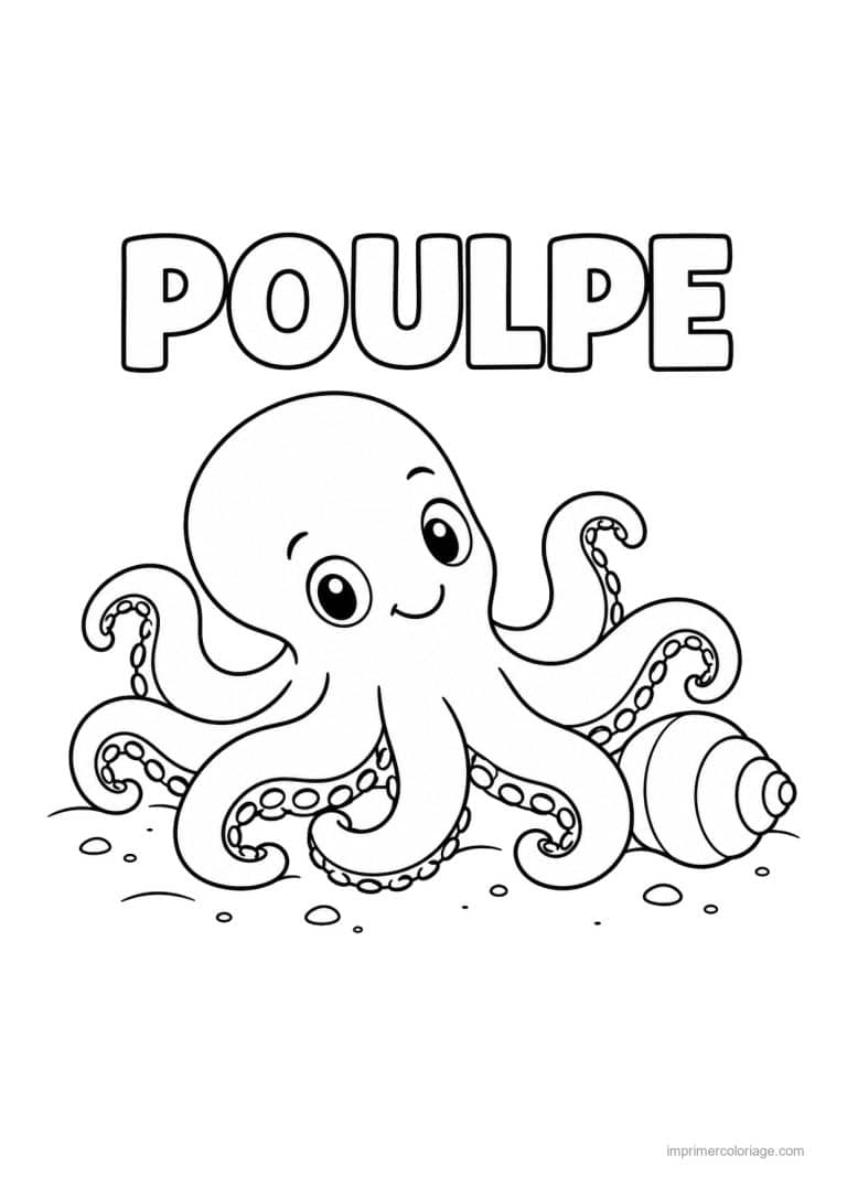 coloriage pieuvre repose fond marin - dessin gratuit &agrave; imprimer