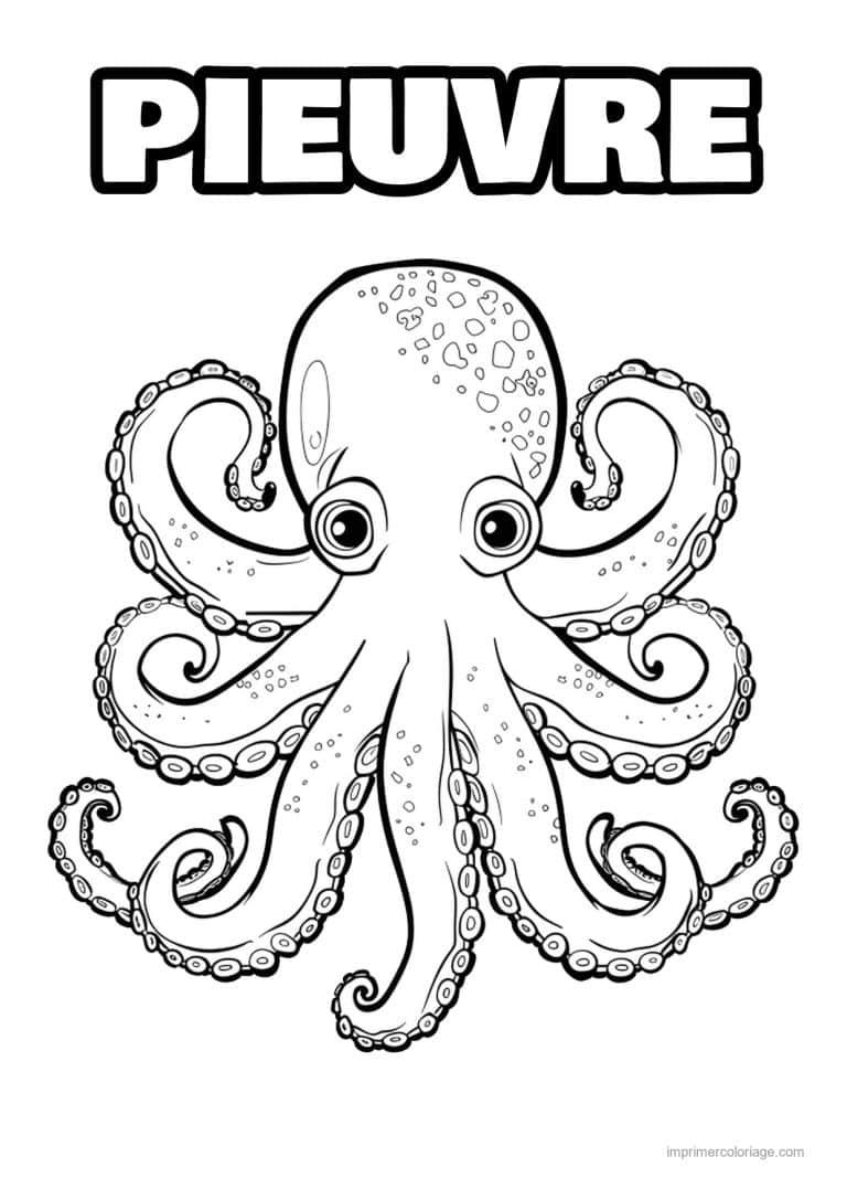 coloriage pieuvre tete tachetee et ventouses - dessin gratuit &agrave; imprimer