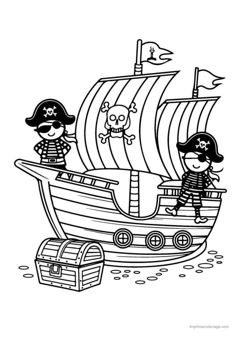 coloriage pirate bateau pirate drapeau 01 - dessin gratuit &agrave; imprimer