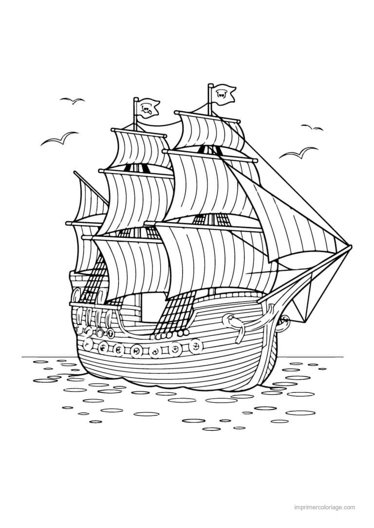 coloriage pirate bateau pirate drapeau 02 - dessin gratuit &agrave; imprimer