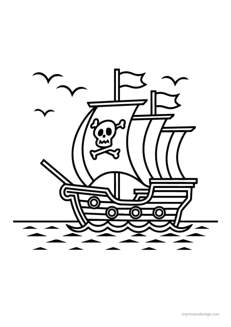 coloriage pirate bateau pirate drapeau 03 - dessin gratuit &agrave; imprimer