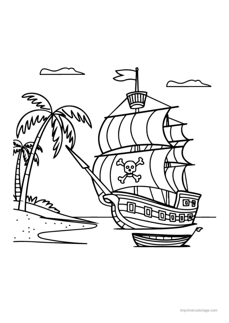 coloriage pirate bateau pirate drapeau 04 - dessin gratuit &agrave; imprimer
