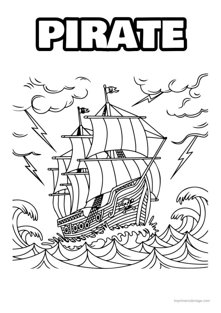 coloriage pirate bateau pirate drapeau 05 - dessin gratuit &agrave; imprimer