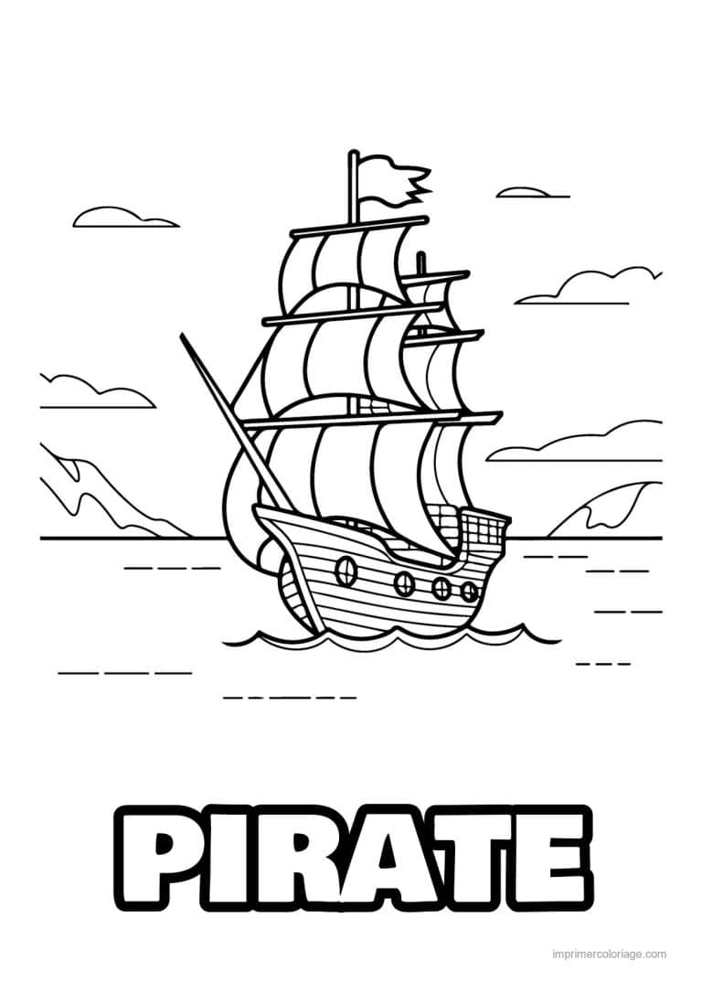 coloriage pirate bateau pirate drapeau 06 - dessin gratuit &agrave; imprimer
