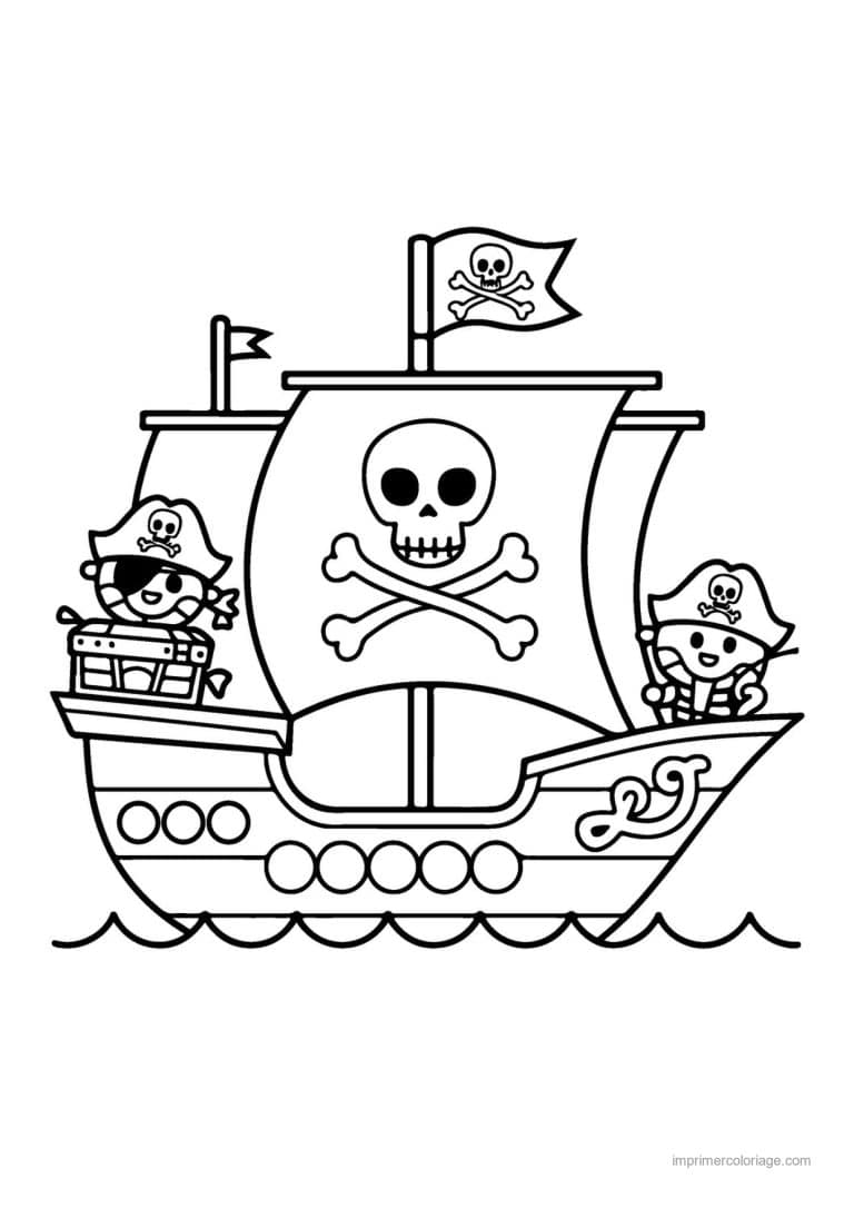 coloriage pirate bateau pirate drapeau 07 - dessin gratuit &agrave; imprimer