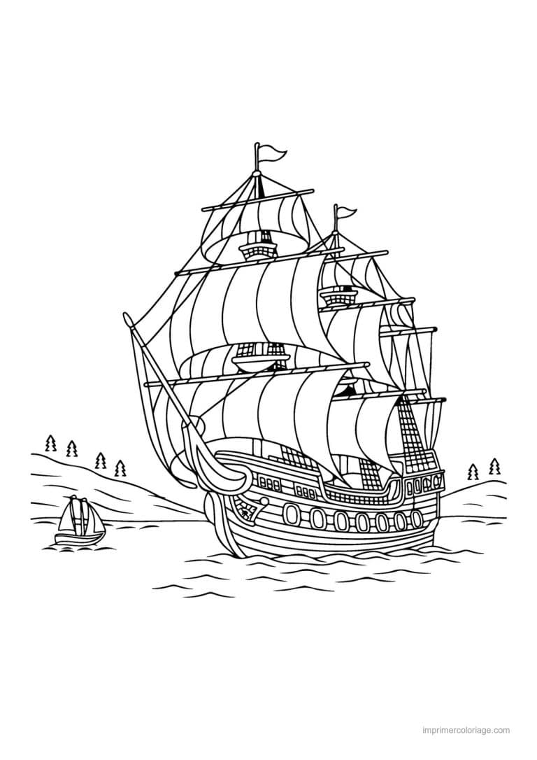 coloriage pirate bateau pirate drapeau 08 - dessin gratuit &agrave; imprimer