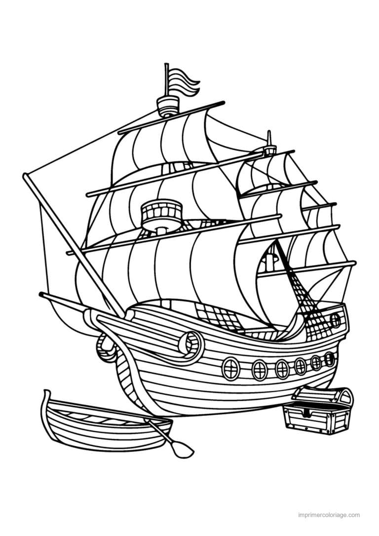 coloriage pirate bateau pirate drapeau 09 - dessin gratuit &agrave; imprimer