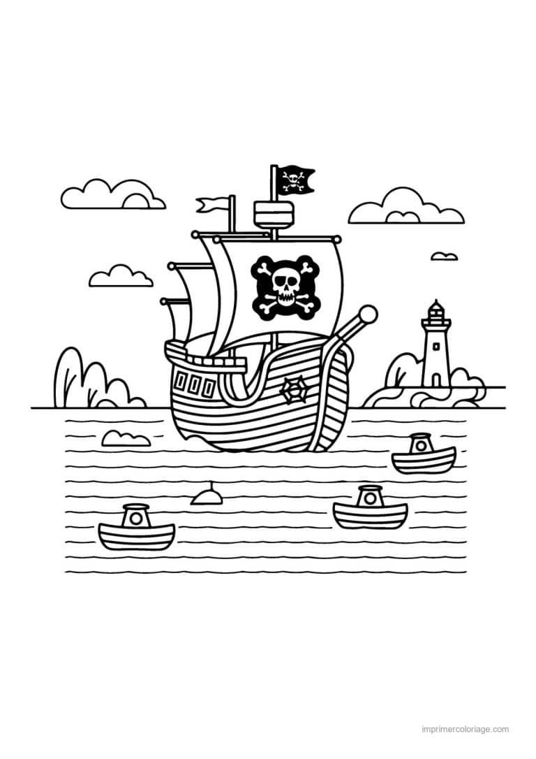 coloriage pirate bateau pirate drapeau 11 - dessin gratuit &agrave; imprimer
