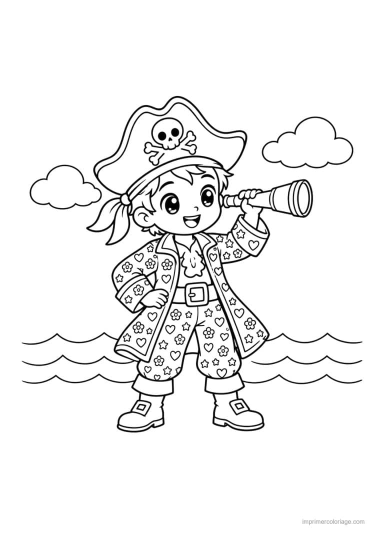 coloriage pirate pattern motifs longue vue - dessin gratuit &agrave; imprimer