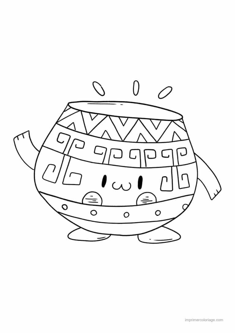 coloriage poterie kawaii - dessin gratuit &agrave; imprimer