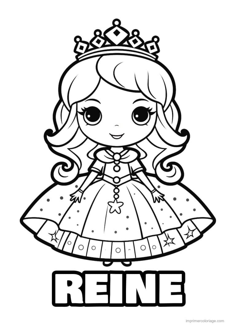 coloriage reine reine kawaii 02 - dessin gratuit &agrave; imprimer