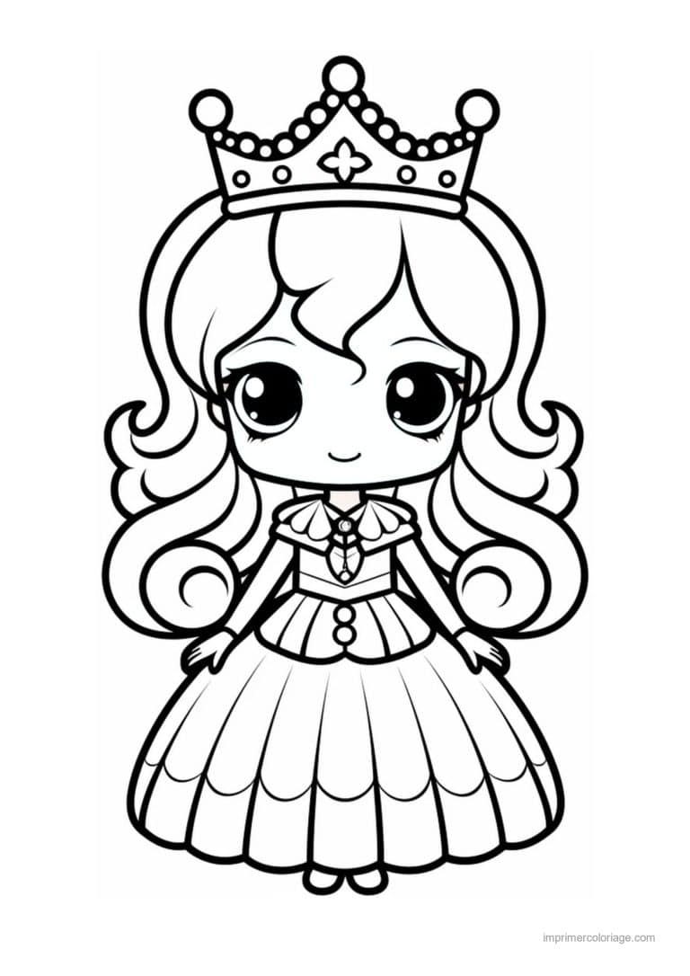 coloriage reine reine kawaii 03 - dessin gratuit &agrave; imprimer