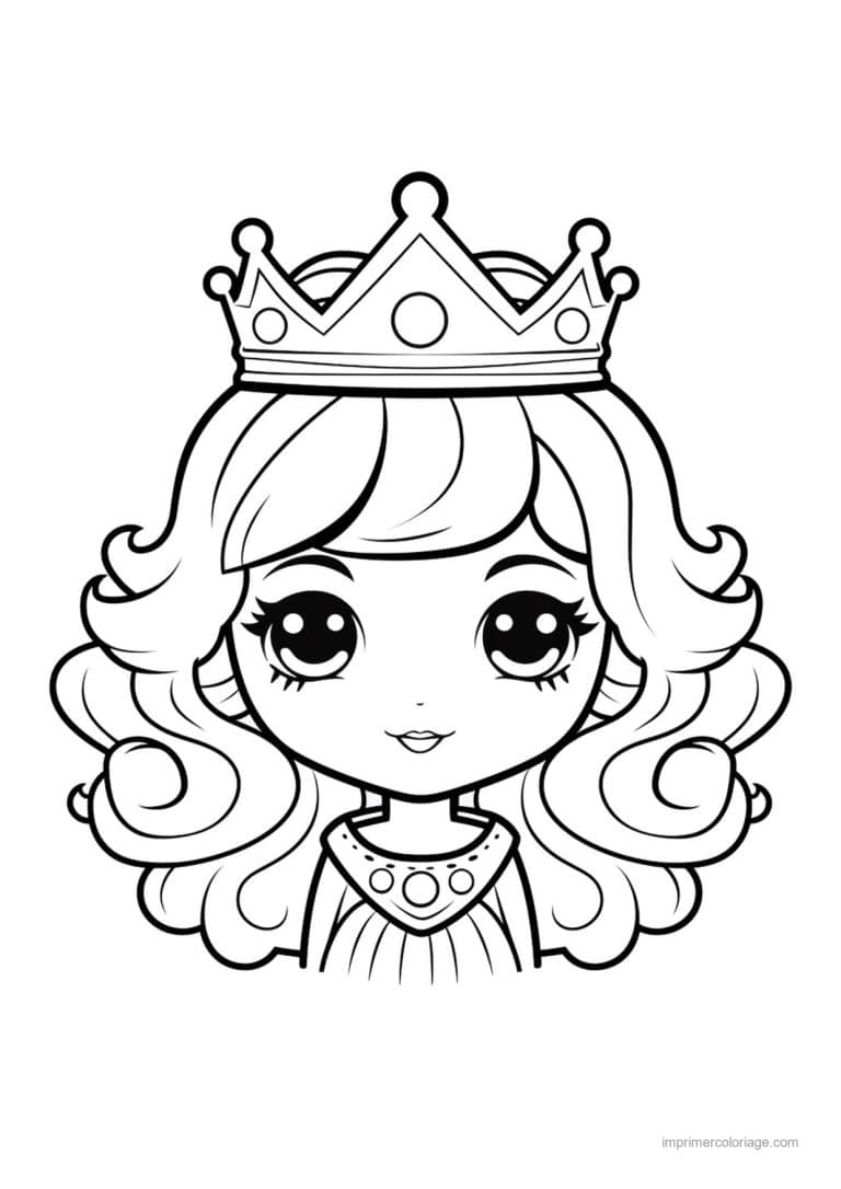 coloriage reine reine kawaii 04 - dessin gratuit &agrave; imprimer