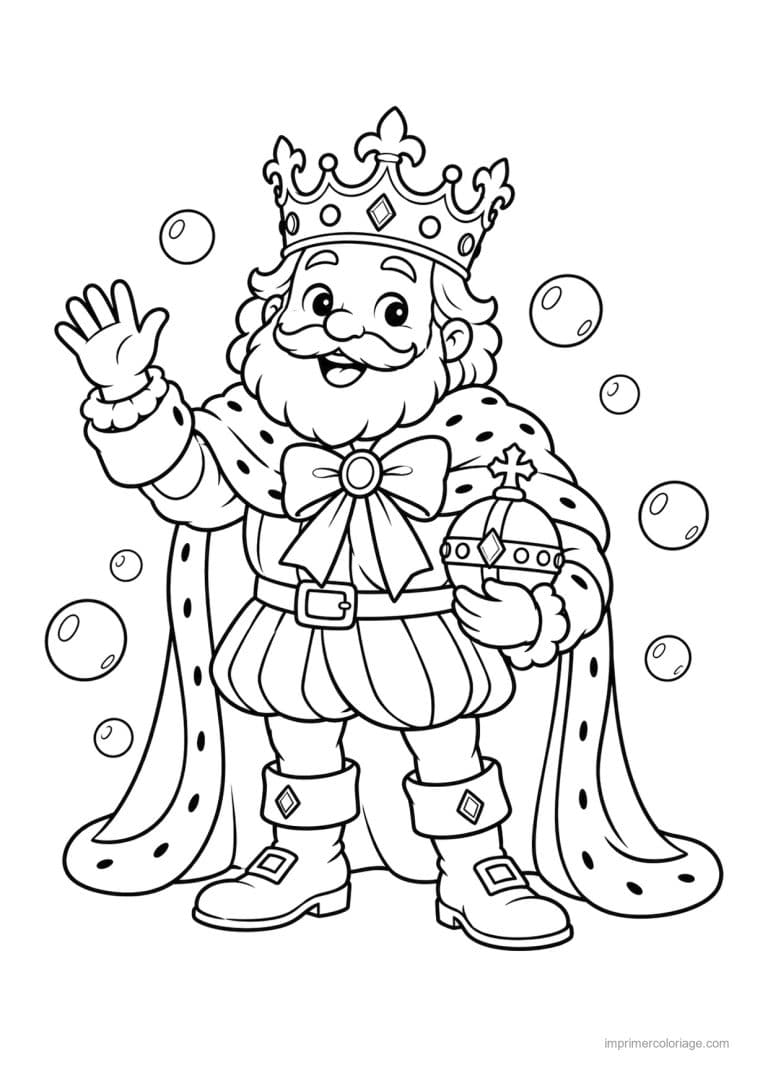 coloriage roi cute noeud orbe bulles - dessin gratuit &agrave; imprimer